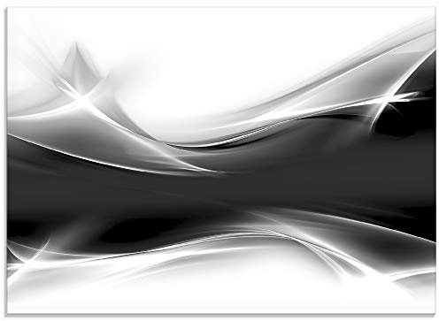 ARTLAND Spritzschutz Küchenrückwand Küche Herd Glas mit Motiv 70x50 cm Design Rückwand Bad Modern Abstrakt Kunst Kreativ Schwarz Weiß T9EW