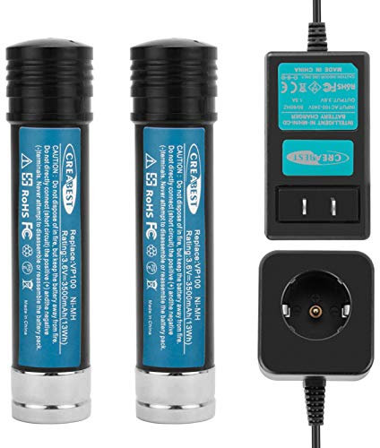 CREABEST 3Pcs 3.6V 3500mAh Ni-MH Replacement Battery Compatible with Black & Decker Versapak Battery VP100 VP100C VP105 VP105C VP110 VP110C VP130 VP142 VP143 VP7240, Include one 3.6v Battery Charger