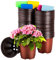 CNNIK 100 Pcs Pot de Fleur Plastique 10cm Godets pour Semis Godet de Rempotage Godet Semis Pot Semis Plastique Potager Pot Plante et 100 Pcs Plantes Tags pour Jardin Interieur Extérieure