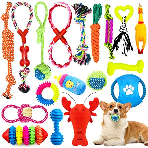 JOYBOY Hundespielzeug,18 Stück Welpenspielzeug,Natürlicher Baumwolle,Interaktive Hunde Kauspielzeuge für Zahnpflege,für Kleine und Mittlere Hunde