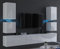 Furnitech Wohnwand Wohnzimmer | Modernes Wohnzimmer Möbel mit LED Blau | Hängend Wohnwand mit Regalen und TV Schrank (C75-HG-W2 1A Weiß)