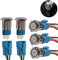 JIQI 5× 16mm 12V bis 24V 3A Verriegelung Druckschalter Metall Rastend EIN/AUS Schalter mit LED Licht IP66 1NO1NC Selbsthemmend wasserdicht vorverdraht Druckknopfschalter für Van KFZ DIY Motorrad(Gelb)