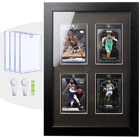 Bivitre Trading Card Display Frame - Wandhalterung Baseball Card Display Case mit UV Schutz Magnet Kartenhalter für 4 Standard Karten, Display für Basketball Fußball Hockey Pokemon MTG Yugioh