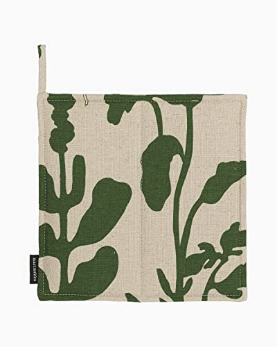 MARIMEKKO Pieni Elokuun Varjot Topflappen mit Aufhängeschlaufe - Verfeinern Sie Ihre Küchendekoration mit unseren weißen & grünen Topflappen - Perfekte Topflappen für Küche & Ofen (21,6 x 21,6 cm)