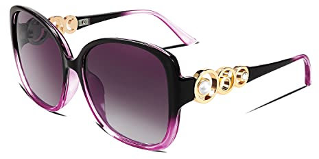 FEISEDY Sonnenbrille Damen Polarisiert Groß Vintage 70er 80er Jahre Brille mit Mit Perleneinlage & UV400 Schutz B2821