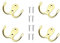 Yesmin 4 Pcs Double Prong Robe Hooks, Dual Coat Hooks Wall Mounted Hanging Clothes for Bathroom Bedroom Door Wall Retro Metal Cloth Hanger Double Coat Hooks with 8 Screws (Gold)