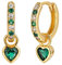 Small Gold Hoop Earrings With Green Heart Drop - Hypoallergenic Cubic Zirconia Dangle Sleeper Earrings For Women - Gold Plated Gift For Girls (2PCS)