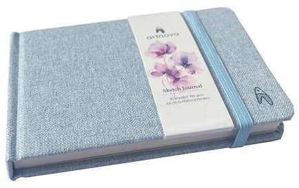 Quaderno per disegno A6 con copertina in 100% cotone - Orizzontali - Blocco per disegno A6 per acquerelli e inchiostro - 60 pagine, 30 fogli, 200 g/m². Blocco da viaggio. Tasca interna.