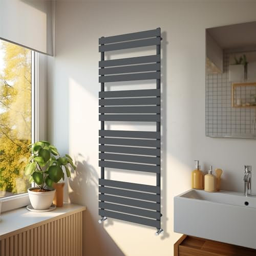 NRG Modern Bathroom 1800 x 600mm Flat Panel Heated Towel Rail Radiator Anthracite for Living Room and Kitchen
