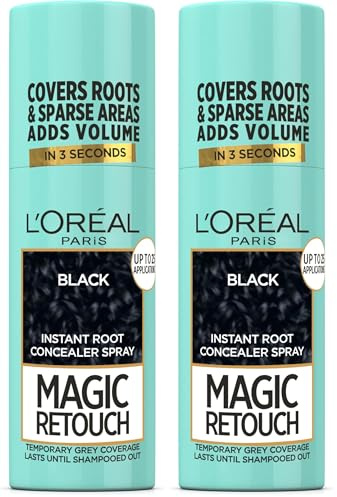 L'Oréal Magic Retouch Instant Root Concealer Spray, Ideal for Touching Up Grey Root Regrowth, 75 ml, Colour: Black (Pack of 2)