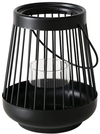 BOLTZE Windlicht Hello schwarz aus Metall modern H16cm Laterne Teelichthalter