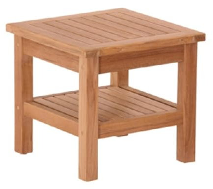 Teako Design Beistelltisch Monza Teak Massivholz, Gartenmöbel. Langlebige Teakholz Möbel, Wetterbeständiger Teaktisch, FLEGT-lizenziert, Outdoor Möbel, naturfarben, 50 cm