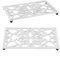 SUMTree Rectangle Cast Iron Trivet, Decorative Heavy Duty Hot Pot Holder Mat, Vintage Butterfly Pattern Cast Iron Trivet with Rubber Pegs for Kitchen Dining Table (White)