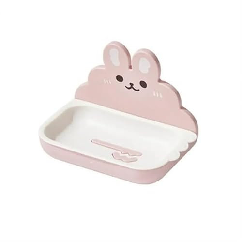 CBFGGOEUDFBS Niedliche Box in Cartoon-Form, Seifenhalter, Entwässerungsdesign, einfarbig, dicker Boden, Aufbewahrung von Seife, stabile Konstruktion (Color : Pink Pair)