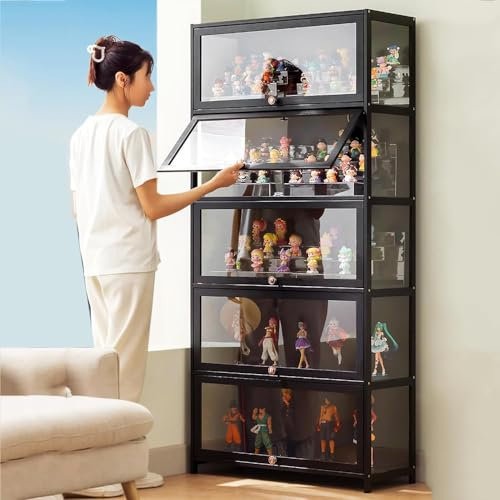 Vitrine en acrylique transparent, vitrine, vitrine pour objets de collection, vitrine en acrylique, vitrine multifonctionnelle, résistante à la poussière, transparente (taille : trois étages - 80 cm,