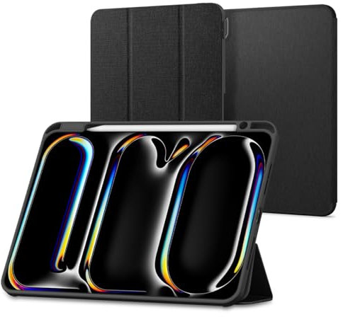 Spigen Urban Fit Hülle für iPad Pro 11 Zoll 5.Generation M4 (2024) Case mit Stifthalter Auto Schlaf/Wach Funktion stoßfeste, schlanke Schutzhülle mit veganem Veloleder - Schwarz