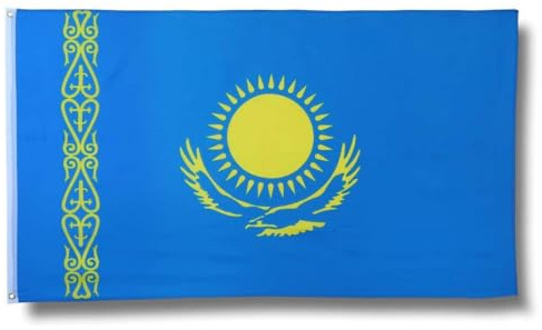 Sonia Originelli Kasachstan Länderflagge 90 x 150 cm - Fanartikel in der kasachstan Nationalflagge für WM, EM und Public Viewing