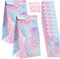 Rapidbok 12 Stück Meerjungfrau Geschenktüten Papier mit 12 Aufkleber, Papiertüten Klein, Kindergeburtstag Geschenktüten, Partytüten Set, Candy Tüten zum Verpacken von Geschenken, Giveaways, Party