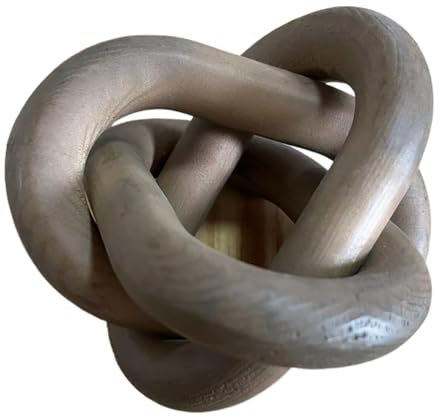 GUDAGUU Wood Knot Decor -Coffee Table Decor Shelf Decor Table Books Hand Carved Home Decoration Boho Country Rustic Modern Shabby Chic Style Decor,White & Black 3 Link Wooden Home Decor (Brown)