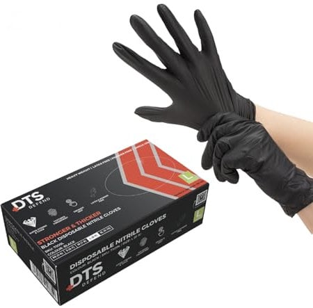 DTS Defend Nitrile Gloves - Disposable Gloves Box of 100 - Super Strong Heavy Duty Blue Gloves - PPE Gloves - Free from Latex Gloves (Large)
