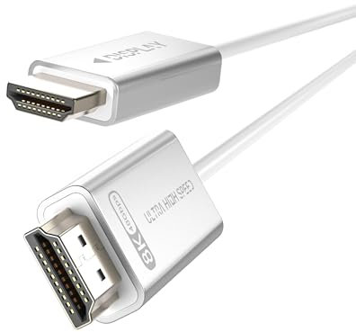 YSerendept Cavo HDMI 2.1 in fibra ottica 8K (1 m), 48 Gbps HDMI 2.1 AOC [8K a 60Hz 4K a 120Hz, HDR dinamico, eARC, HDCP 2.2 e 2.3, 3D] Compatibile con proiettori, console di gioco, PC, TV, monitor, RX