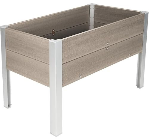 dobar® WPC-Hochbeet auf Stelzen für Garten und Balkon als Bausatz in Holzoptik - Pflanzkasten wetterfest für Gemüse und Kräuter - 91 x 50 x 60 cm - Silbergrau