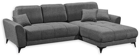 Stella Trading Bern Ecksofa mit Schlaffunktion in Anthrazit - Moderne Eckcouch in L-Form mit Bettkasten - 281 x 91 x 189 cm (B/H/T)