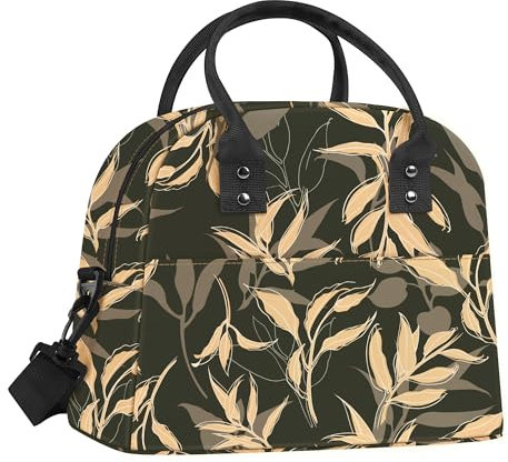 Clastyle Sac Isotherme Repas Femm Feuilles Sac Gamelle Travail Portable mit Bandouliere pour Pique Nique,Tropicale