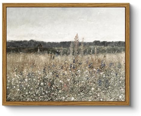 ARPEOTCY Leinwand Bilder mit Rahmen, Vintage Wandbilder, Klassisch Wand Deko Wohnzimmer Schlafzimmer Badezimmer Küche, Bauernhaus Zimmer Deko Aesthetic, Blumen Painting, 20x25cm, klein