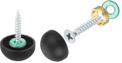 sourcing map 4 Set Mirror Screws with Caps, 20mm 304 Stainless Steel Decorative Cover Nails for Wall Mirror Mounting Sign Advertising Hardware, Black