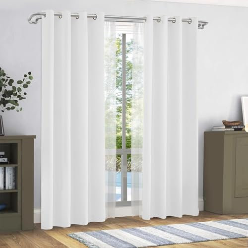 GREATOYAR Cortinas Salon Modernas, Cortinas Tela Lisa, Cortinas Translucidas, Cortinas Poliéster, Cortinas para Sala Cuarto Dormitorio Comedor Cocina Salón, 1 Pieza, 140x220cm, Blanco