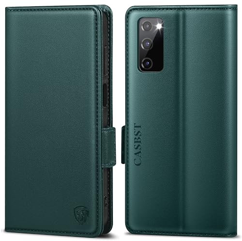 CASBST Handyhülle für Samsung Galaxy S20 FE Hülle Premium Leder Schutzhülle Klappbar mit Kartenfach Ständer Magnet Handytasche mit RFID Flip Case Cover Klapphülle für Samsung S20 FE 5G/4G Blaugrün