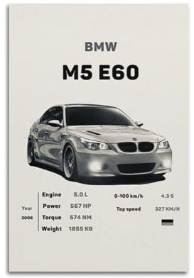 YQXTRB Poster mit deutschem Auto, M5 E60, dekoratives Gemälde, Leinwand, Wandposter und Kunstdruck, moderne Familienschlafzimmer-Dekoration, Poster, 30 x 45 cm