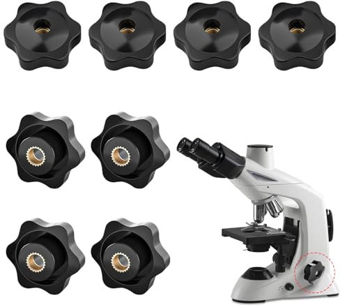 8 PCS M6 Clamping Nuts 32MM Knob Grip Screw, Black Plastic Star Shape Handle Nuts Threaded Female Clamp Nuts For Machines Industrial and Systems, Furniture, Machine Tools, Fitness Equipment