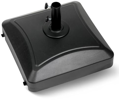 HealSmart Base Cuadrada para sombrilla de 125 Libras de Capacidad rellenable para Exteriores, para Patio, terraza, Piscina, Ruedas Negras