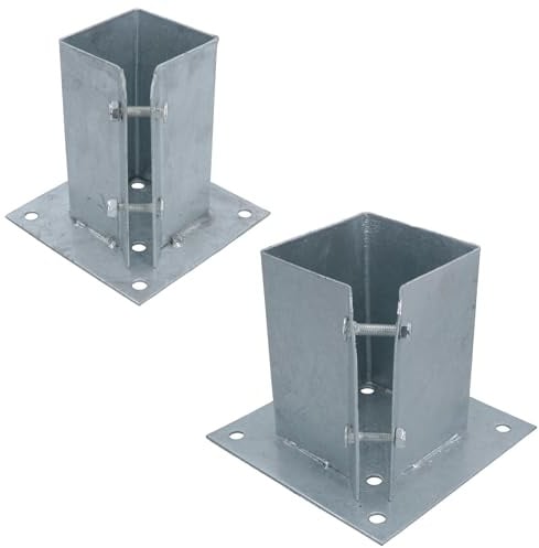AB Tools Fence Post Bolt Down Shoe Holder Support Clamp Galvanised 100 x 100mm 2PK