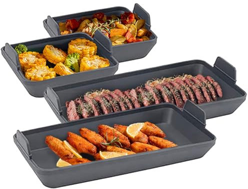 Vassoi da Forno in Silicone, Divisorio per Teglia Compatibile, Divisori per Teglia da Forno Antiaderenti, Vassoi Divisori in Silicone Resistenti al Calore, Per Airfryer, Microonde, Forno