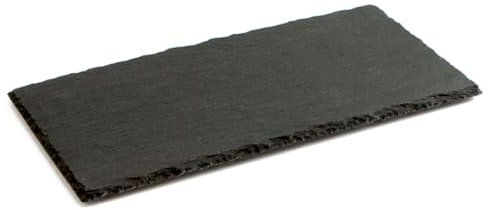 Tradineur - Bandeja rectangular de pizarra - Plato para hostelería, servicio y degustación - Canto rústico - Tabla de piedra natural para servir aperitivos - 40 x 20 cm