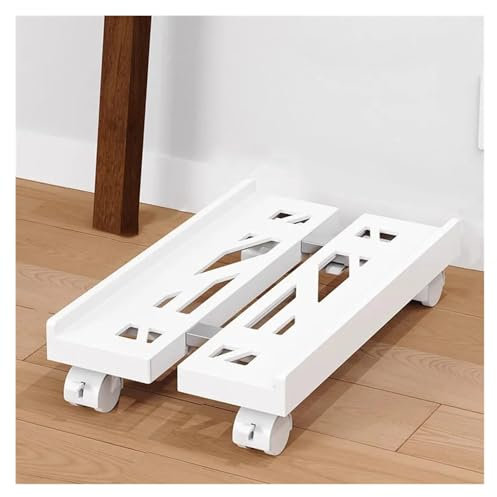 Soporte CPU Soporte de CPU móvil en blanco y negro Soporte de torre de CPU ajustable con 4 ruedas giratorias Soporte debajo del escritorio Rack de computadora central ventilado Soporte Torre PC(Blanco