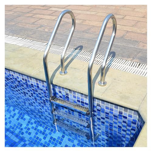 Échelle De Piscine, 3 Marches Enterrées en Acier Inoxydable, Échelle D'entrée Robuste, for Piscine Intérieure/extérieure
