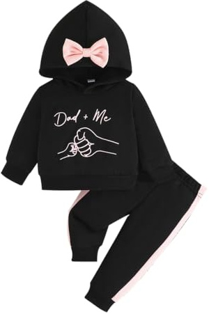 Eqenkely Baby Girl Clothes Outfit Sets Letter Print Long Sleeve Sweatshirt Hooded + Pants 2 pcs Tracksuit for Toddler 6 Months-3 Years