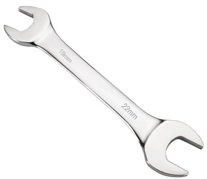 Mandouer 19mm x 22mm Double Open End Spanner, Metric CR-V Steel Wrench | Chrome vanadium steel, durable and rust-resistant, perfect for car repair, bike maintenance, home DIY projects (1-piece)