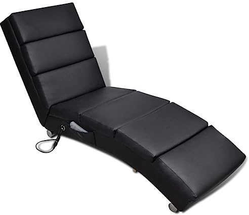 Holamys Luxuriöse Massage-Chaiselongue, Schwarz, Kunstleder, 5 Massagemodi, Heizfunktion, Fernbedienung, 155 cm Länge, entspannende Ganzkörper-Relaxliege für Zuhause oder Büro