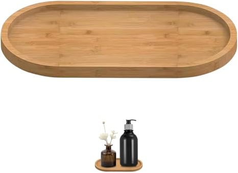 Yuannee Bamboo Soap Tray,Bamboo Oval Soap Tray Wooden Bathroom Small Dispenser Holder Wood Multifunctional Storage Countertop Organiser Comestic Holder for Kitchen Sink Vanity Jewellery Keys Tea Bags