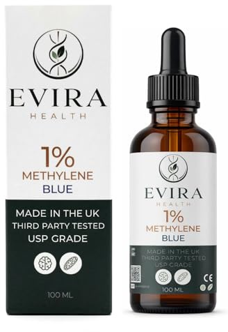 Evira Health Methylene Blue 1% Solution | 100ml Large Volume | USP Grade | Laboratory Prepared | Third-Party Tested | UK Made