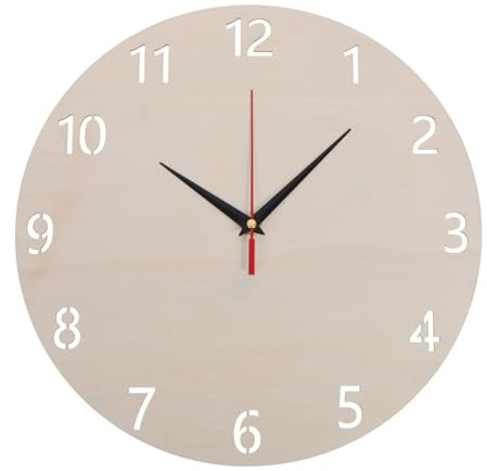 Healeved Runde Holzuhr ZifferbläTter FüR 2 StüCk Inklusive Uhrzeiger Z | Holz + Kunststoff, Unbemaltes Diy-Zifferblatt, Kreative Wanduhr-Gestaltung, Einfache Montage