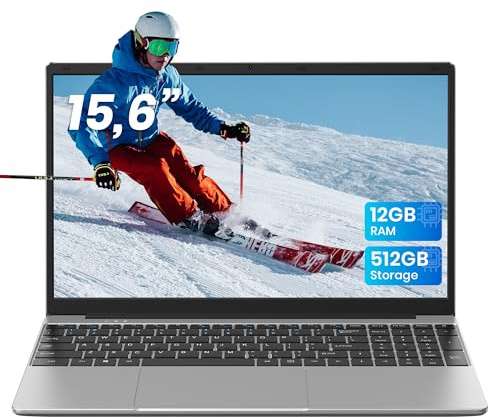 jumper Laptop 15,6 Zoll FHD Display, 12GB RAM 512GB SSD TF Erweitern 512GB, 5205U Prozessor, Leichte Business und Studenten Notebook, 2 Stereo-Lautsprecher/Typ-C/USB 3.0/Zehnertastatur