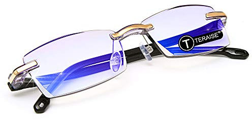 TERAISE Randlose Lesebrille Mode Diamant Schneiden Design Anti-müdigkeit Klare Linse Brillenleser für Männer(1.5x)