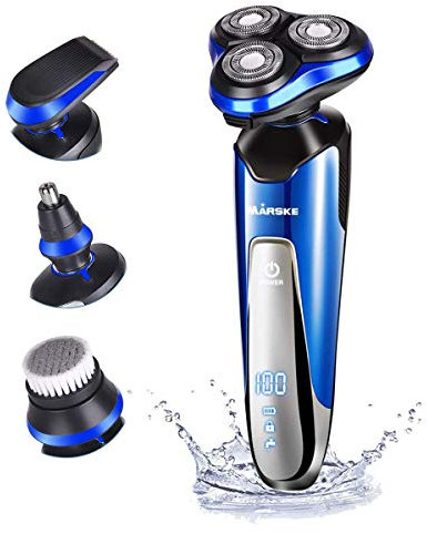 Rasoio elettrico per uomo 4 in 1 Rasoi elettronici homeasy 4D Rasoio ricaricabile per batteria IPX7 Impermeabile Wet and Dry Rasoio rotante con barba al naso Trimmer Spazzola per la pulizia del viso