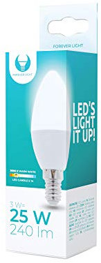 [ 6 Stück ] Forever Light LED E14 3W ersetzt 25W Glühibrne Leuchtmittel C37 3000K Warmweiß 240 Lumen Kerzenform Energiesparlampe